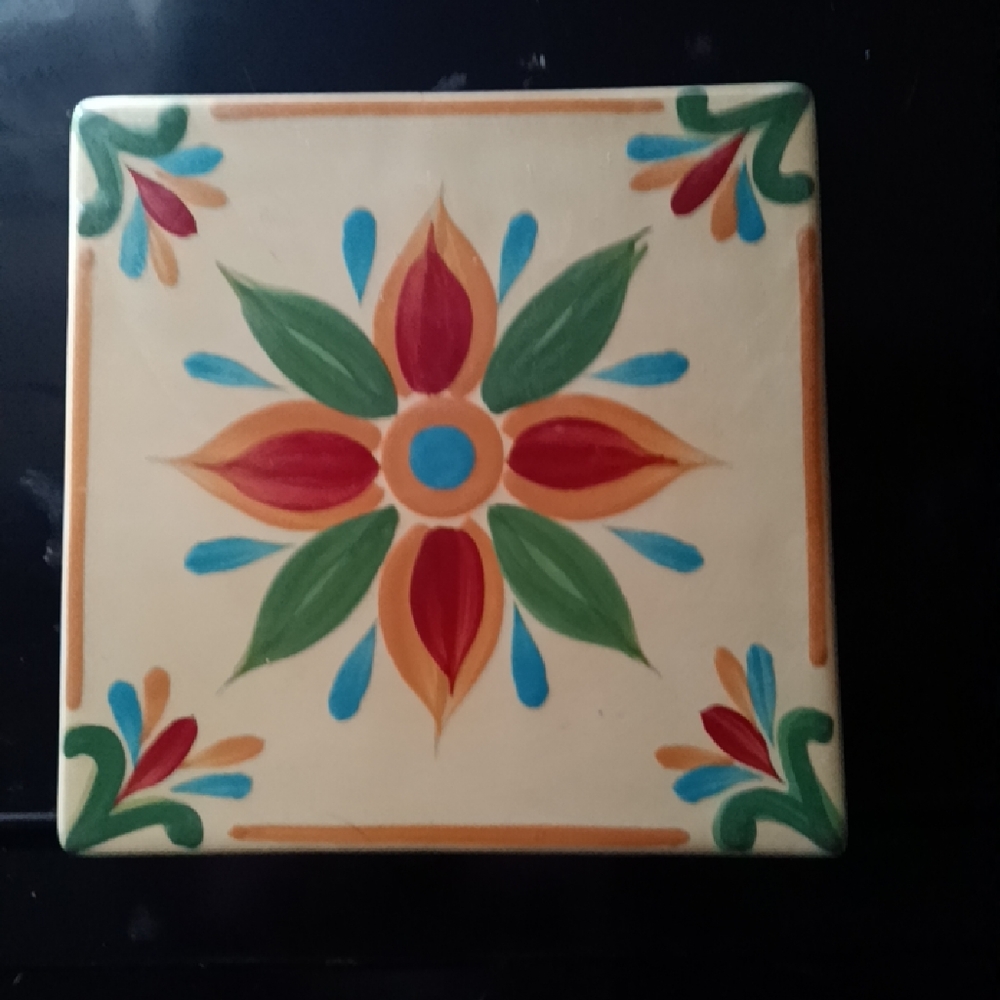 Southern Living at Home Floral Trivet Wall Hanging Tile Mexican Theme 6"x6" $15